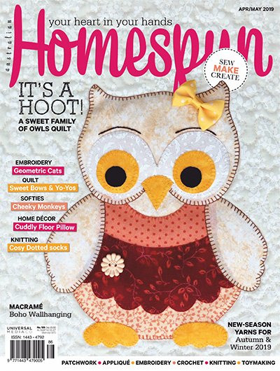 澳大利亚《Homespun》布艺手工杂志PDF电子版【2019年合集6期】